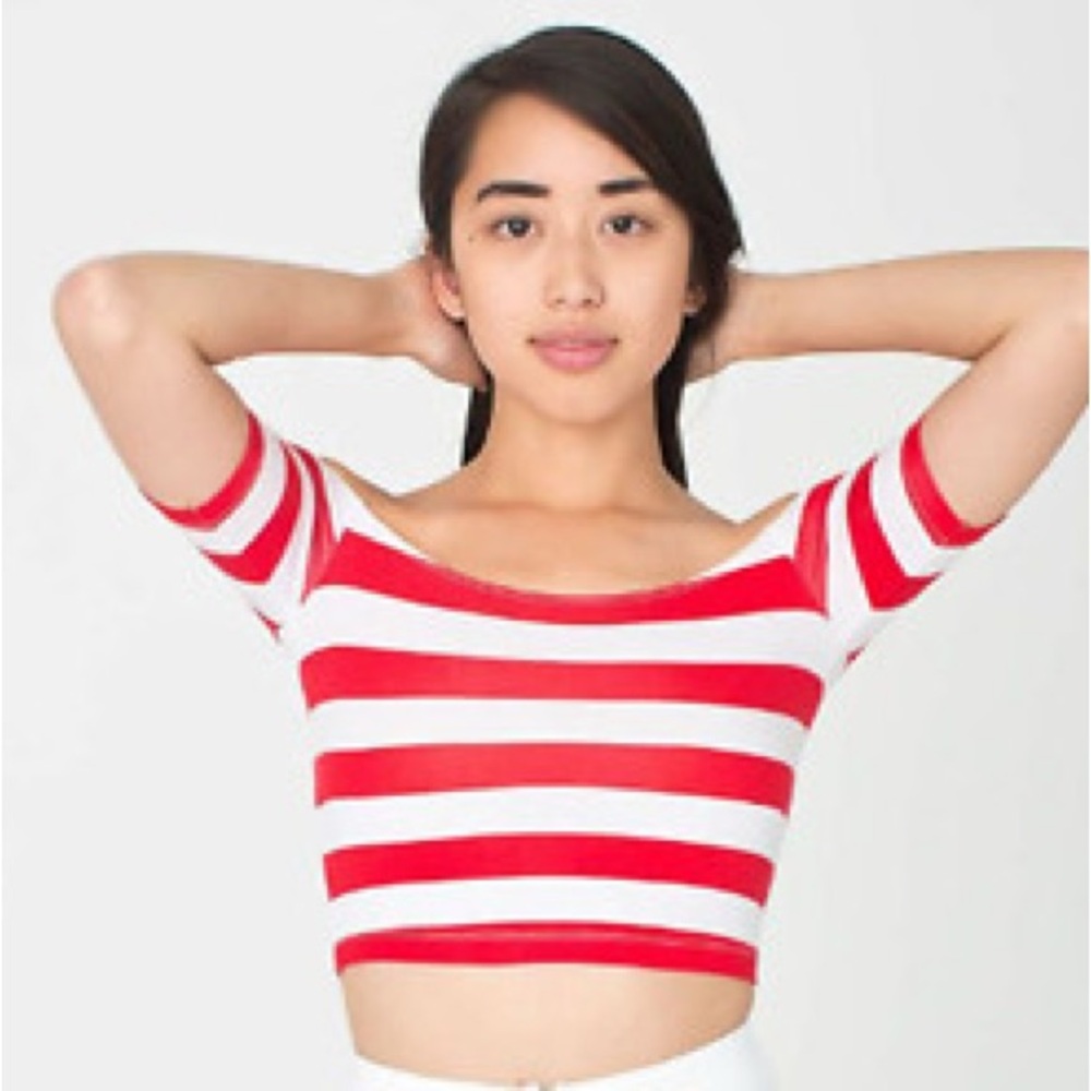 🚫SOLD🚫American Apparel Red and White Striped Crop Top